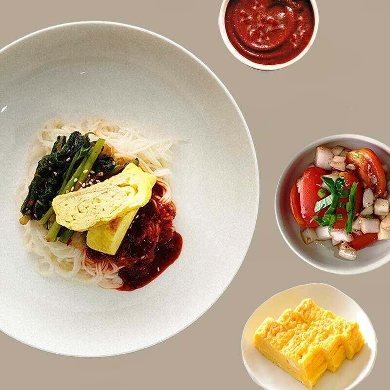 열무국수 비빔장 계란말이 방울토마토 절임 반찬 세트